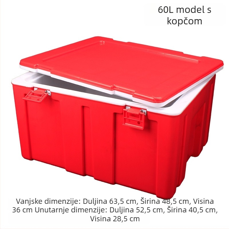 Velika 6L izolirana kutija za hranu – plastična, održava toplinu/hladnoću, za ulične štandove i dostavu hrane, prikladna za parene peciva i rižu.