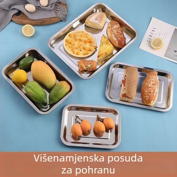 Nerđajući čelik kvadratna ploča za kućnu i vanjsku upotrebu, plosnati tanjur za kantinu s ispisom logotipa