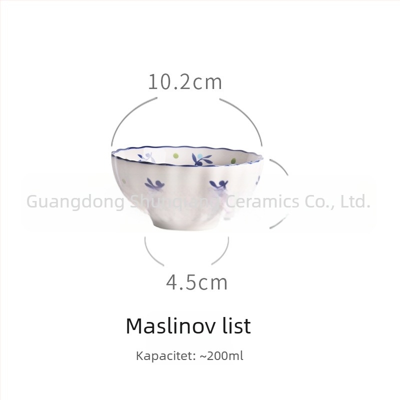 Porcelanska zdjela za jelo s motivom jagode, vintage seoskog stila, kreativan i sladak dizajn, velik kapacitet