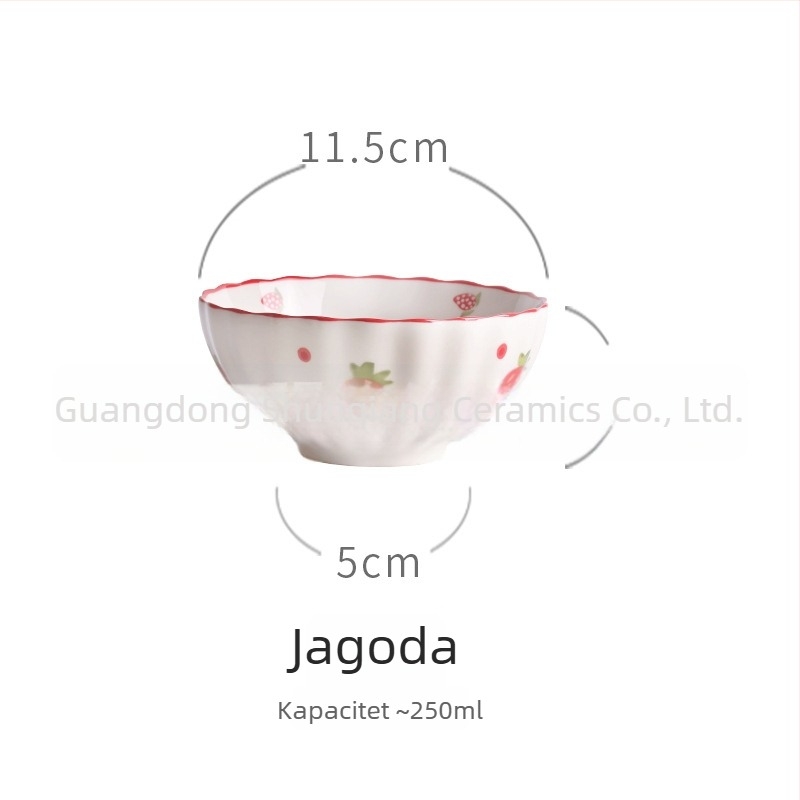 Porcelanska zdjela za jelo s motivom jagode, vintage seoskog stila, kreativan i sladak dizajn, velik kapacitet