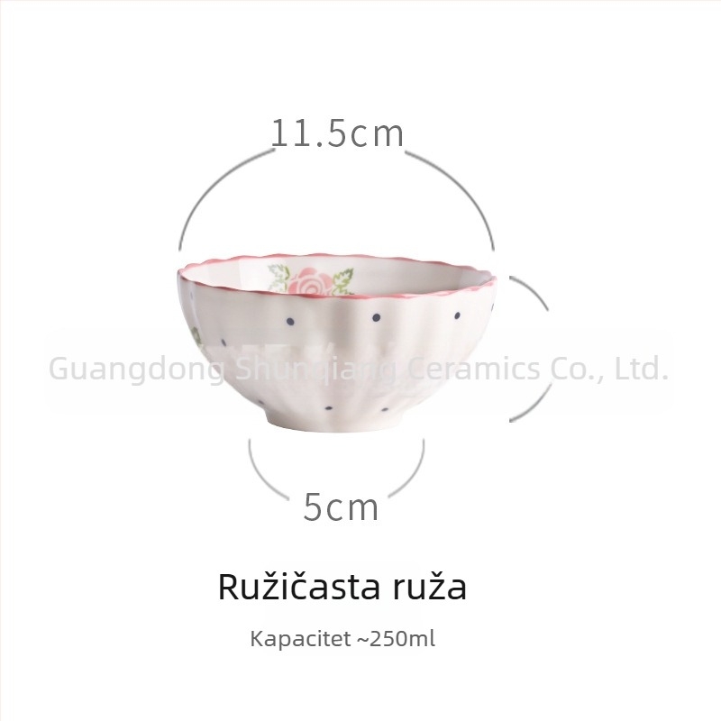 Porcelanska zdjela za jelo s motivom jagode, vintage seoskog stila, kreativan i sladak dizajn, velik kapacitet