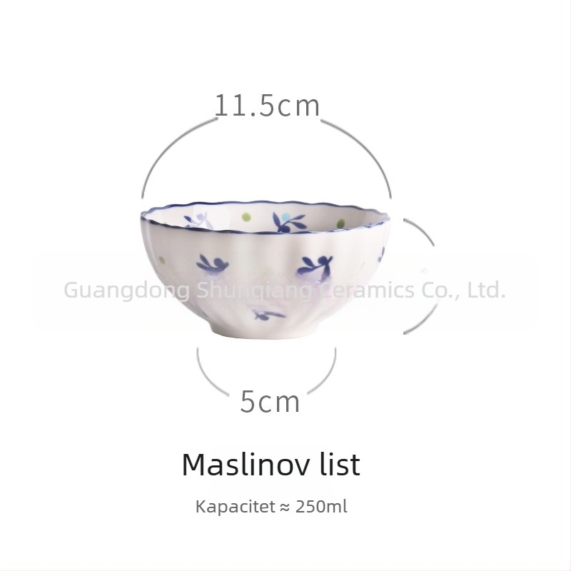 Porcelanska zdjela za jelo s motivom jagode, vintage seoskog stila, kreativan i sladak dizajn, velik kapacitet