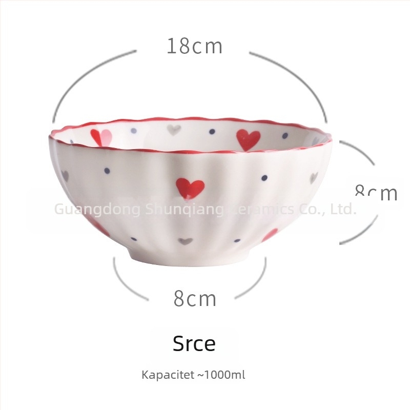 Porcelanska zdjela za jelo s motivom jagode, vintage seoskog stila, kreativan i sladak dizajn, velik kapacitet