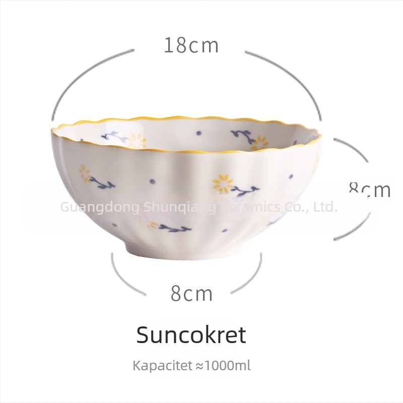 Porcelanska zdjela za jelo s motivom jagode, vintage seoskog stila, kreativan i sladak dizajn, velik kapacitet