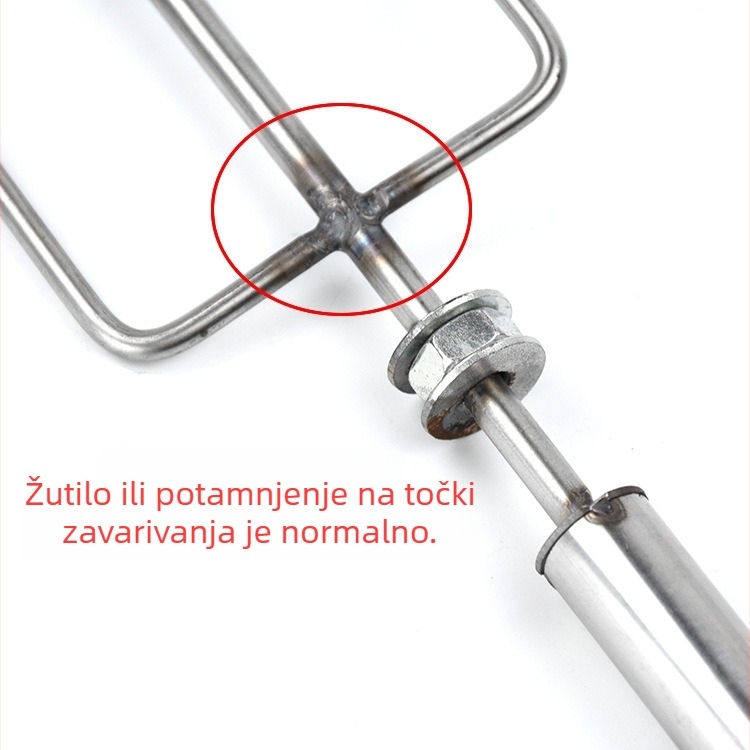 Nehrđajuća čelična vilica za roštilj s produženim ražnjem za pečenje janjetine, rebara, piletine, zeca, patke i suhomesnatog mesa