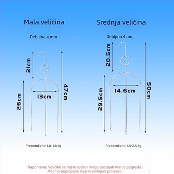 Nehrđajući čelična vilica za roštilj za patku i goluba, dvodijelna i trodijelna vilica, U-oblik vilice s 4 mm kukom