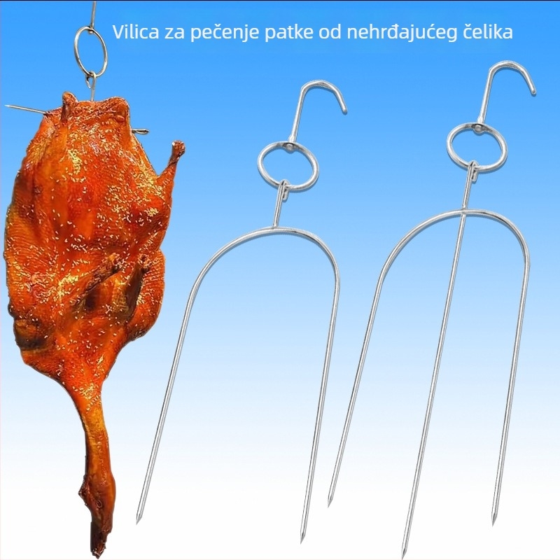 Nehrđajući čelična vilica za roštilj za patku i goluba, dvodijelna i trodijelna vilica, U-oblik vilice s 4 mm kukom