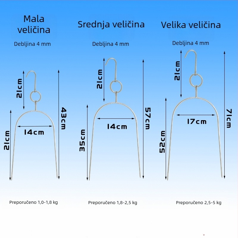 Nehrđajući čelična vilica za roštilj za patku i goluba, dvodijelna i trodijelna vilica, U-oblik vilice s 4 mm kukom