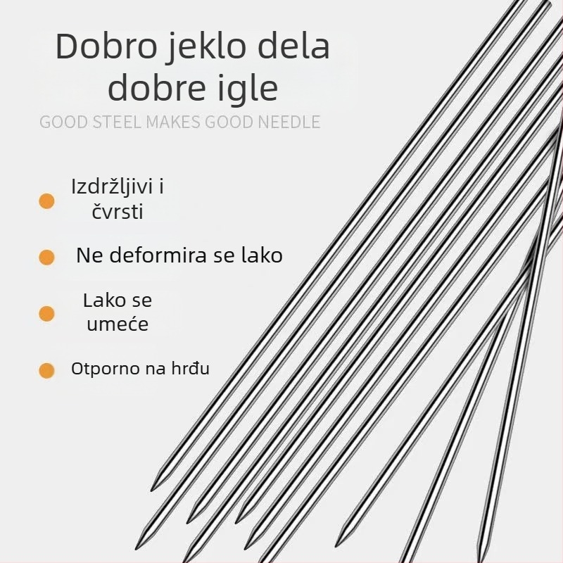 Nerđajući čelični ražnjići za roštilj – plosni i okrugli, ojačani komplet za jagnjetinu na otvorenom