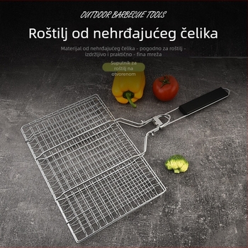 Sklopiva mreža za roštilj od nehrđajućeg čelika, prijenosna i odvojiva, za ribu i povrće, 430 nehrđajući čelik