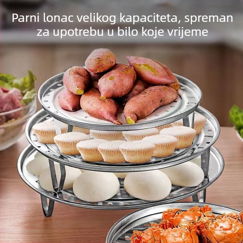 Nehrđajući čelični set za paru u kućnoj kuhinji – posuda i rešetka za paru, pogodna za kruh i parene peciva