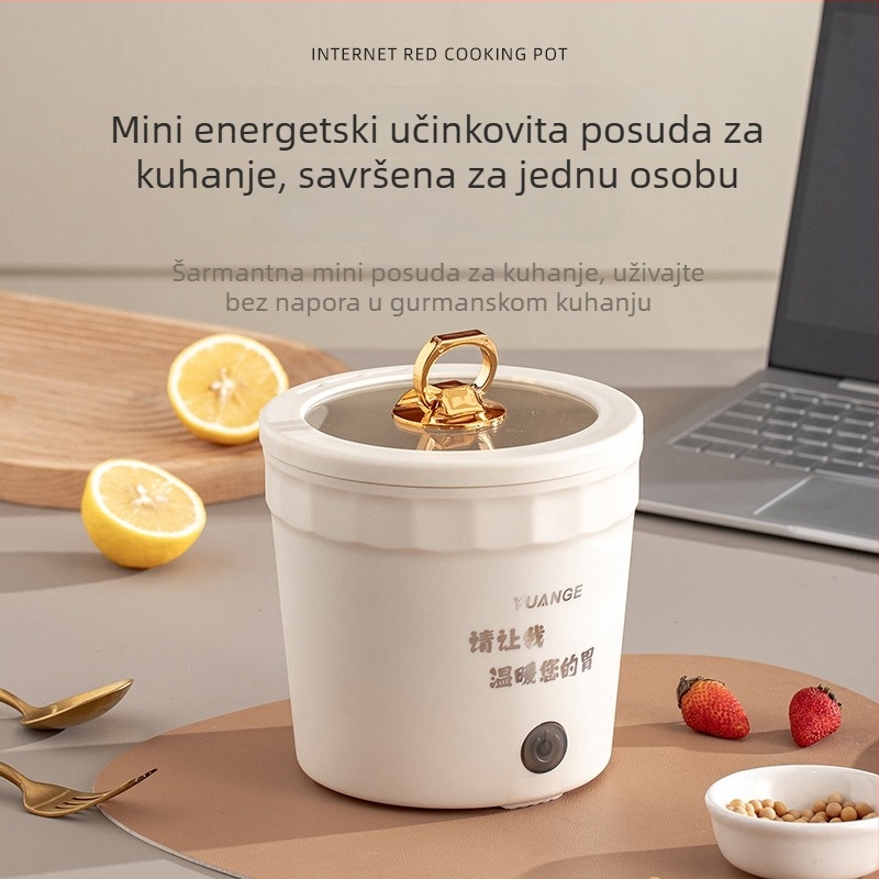Kompaktni višenamjenski električni lonac za rezance, kašu, juhe i dinstana jela — prenosni za studentski dom.