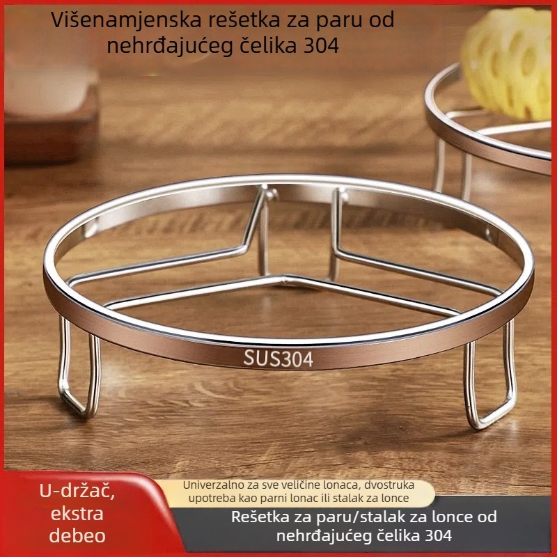 Nerđajući stalak za parenje s košarom i pladnjem za kuhanje kod kuće