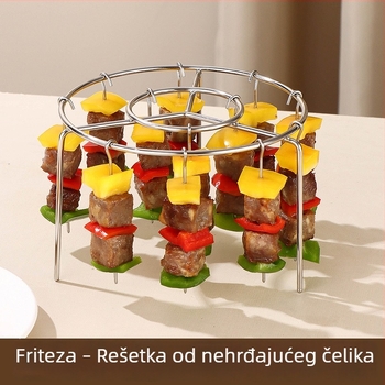 Zračni fryer s 24 ražnjića – okrugli roštilj od nehrđajućeg čelika