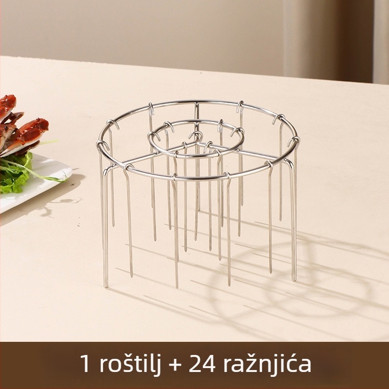 Zračni fryer s 24 ražnjića – okrugli roštilj od nehrđajućeg čelika
