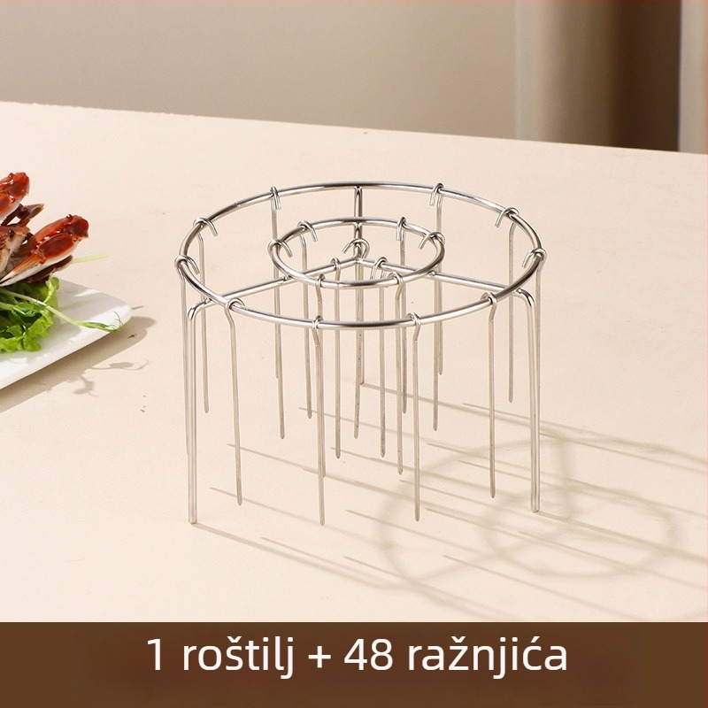 Zračni fryer s 24 ražnjića – okrugli roštilj od nehrđajućeg čelika
