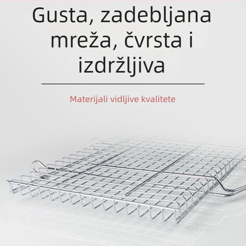 Prijenosni elektroplatinirani klip za roštilj, 430 nehrđajućeg čelika, za ribu, povrće i burgere