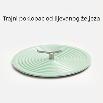 Emajlirana posuda od lijevanog željeza, promjer 22 cm, kapacitet 3,1–4 L, višestruka namjena za supe i dinstanje, kompatibilna s indukcijskom pločom i plinom