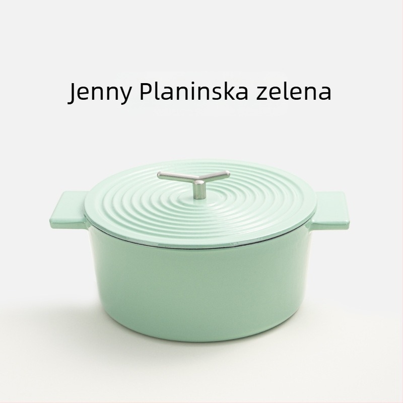 Emajlirana posuda od lijevanog željeza, promjer 22 cm, kapacitet 3,1–4 L, višestruka namjena za supe i dinstanje, kompatibilna s indukcijskom pločom i plinom