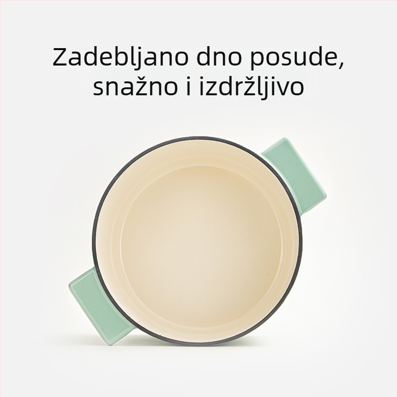 Emajlirana posuda od lijevanog željeza, promjer 22 cm, kapacitet 3,1–4 L, višestruka namjena za supe i dinstanje, kompatibilna s indukcijskom pločom i plinom