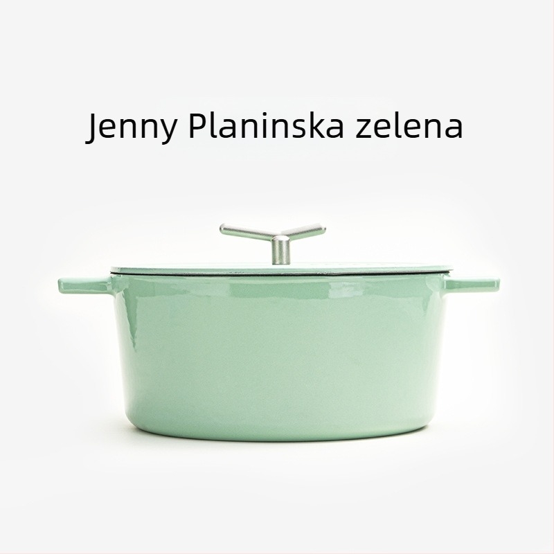 Emajlirana posuda od lijevanog željeza, promjer 22 cm, kapacitet 3,1–4 L, višestruka namjena za supe i dinstanje, kompatibilna s indukcijskom pločom i plinom