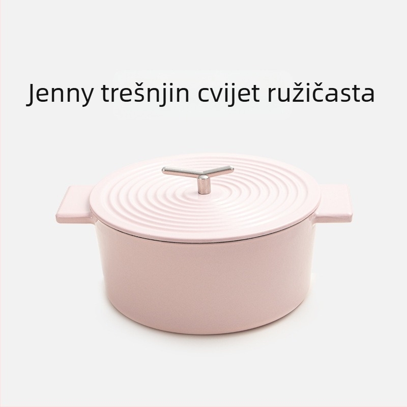 Emajlirana posuda od lijevanog željeza, promjer 22 cm, kapacitet 3,1–4 L, višestruka namjena za supe i dinstanje, kompatibilna s indukcijskom pločom i plinom