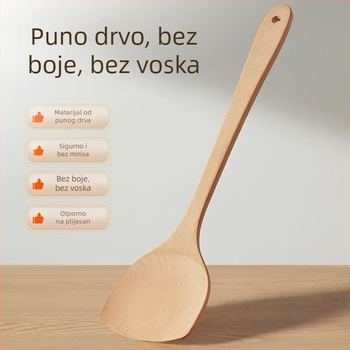 Drvena špatula s dugim držkom za neprijanjajuće posuđe, otporna na visokeTemperature