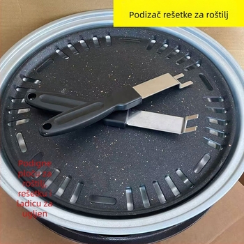 Nehrđajući višefunkcionalni alat za roštilj: podizač tanjura, otvarač boca, vilica za roštilj i alat za otvaranje teza vanjski roštilj na drveni ugljen
