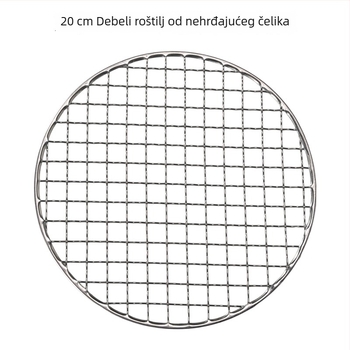 Kružna mreža od nehrđajućeg čelika za roštilj, promjer 20/22 cm, debela mreža, za ugljen i drvo, mreža za kuhanje čaja