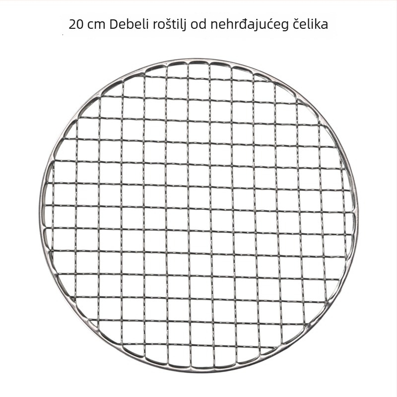 Kružna mreža od nehrđajućeg čelika za roštilj, promjer 20/22 cm, debela mreža, za ugljen i drvo, mreža za kuhanje čaja