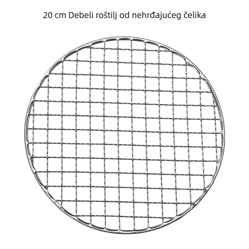 Kružna mreža od nehrđajućeg čelika za roštilj, promjer 20/22 cm, debela mreža, za ugljen i drvo, mreža za kuhanje čaja