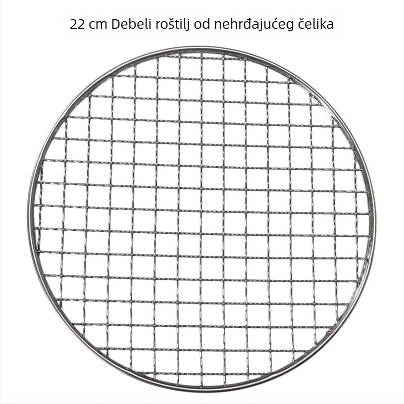 Kružna mreža od nehrđajućeg čelika za roštilj, promjer 20/22 cm, debela mreža, za ugljen i drvo, mreža za kuhanje čaja