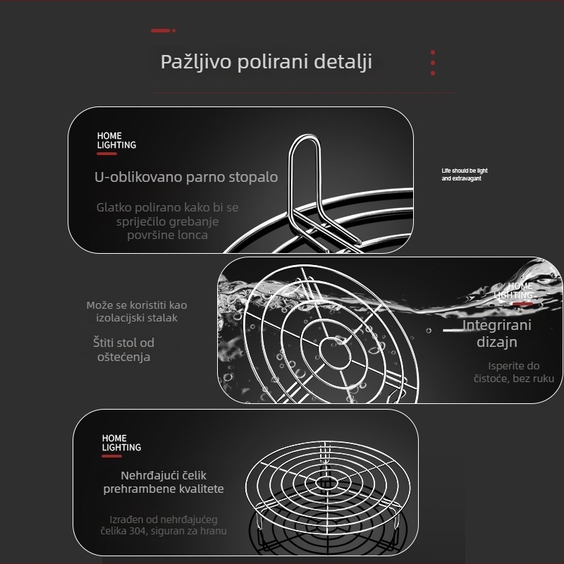 304 nehrđajući čelik: parovska mreža za kuhanje povrća i unutarnji parni kuhalo za električni lonac za rižu