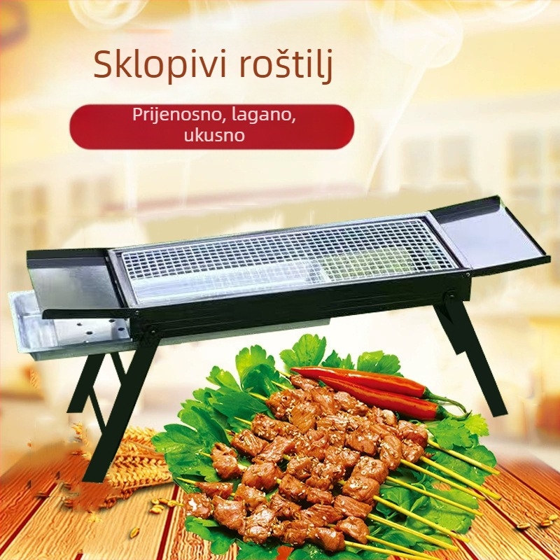 Prijenosni sklopivi roštilj na ugljen za dvorište