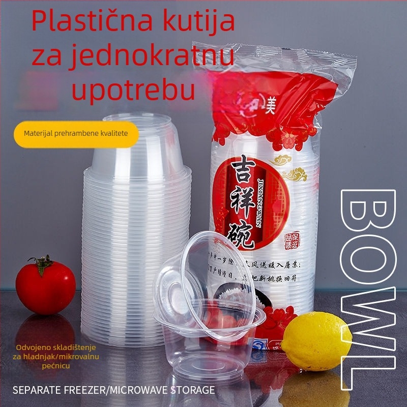 Debljane jednorazovne kružne posude za dostavu hrane i juhe s rezancima, plastične, set različitih veličina