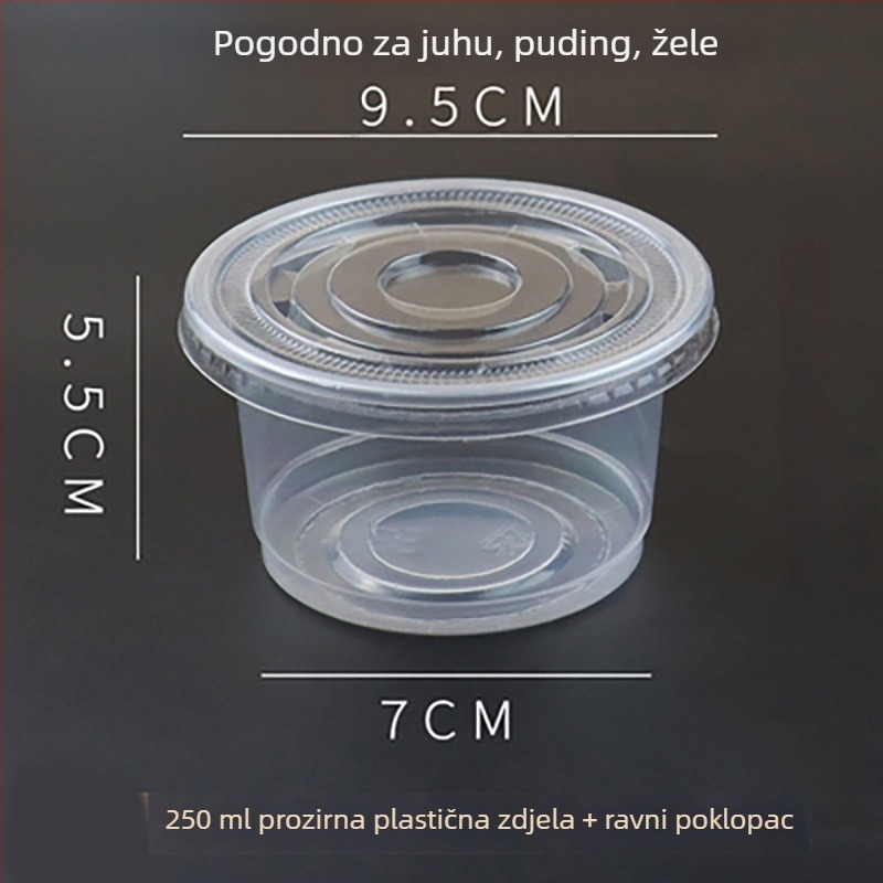 Debljane jednorazovne kružne posude za dostavu hrane i juhe s rezancima, plastične, set različitih veličina
