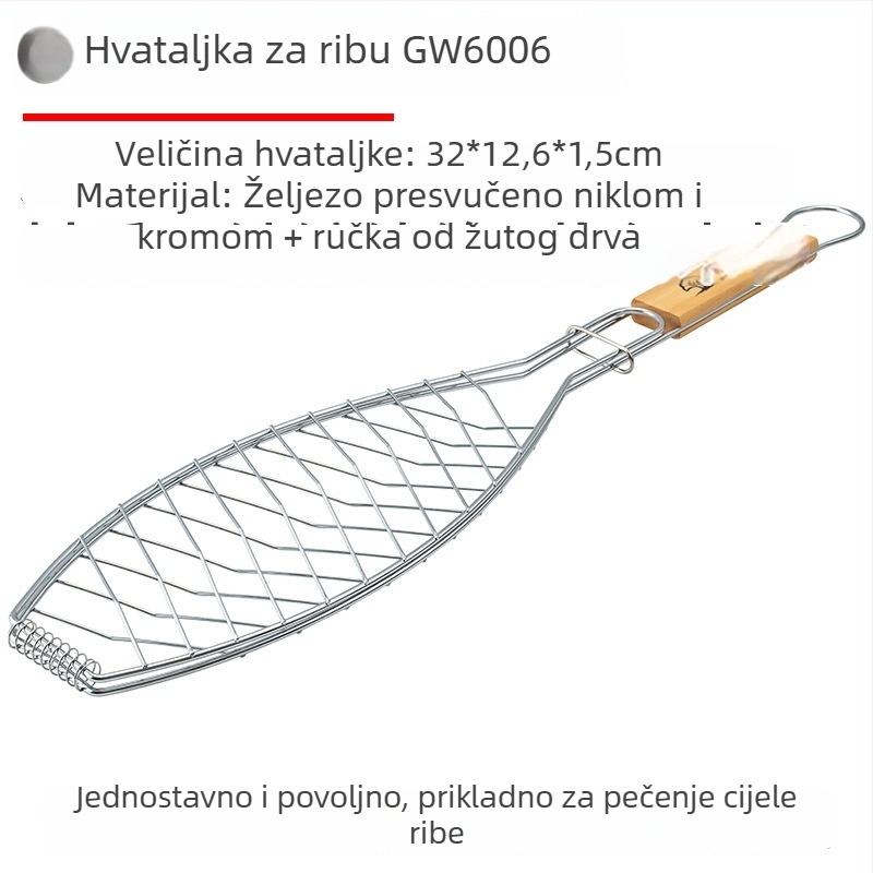 Forest Master klips za ribu za roštilj, debeli veliki, vanjska mreža za roštilj i alat