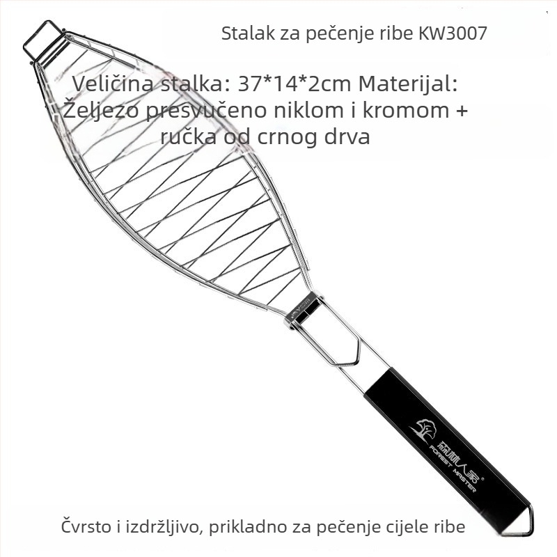Forest Master klips za ribu za roštilj, debeli veliki, vanjska mreža za roštilj i alat