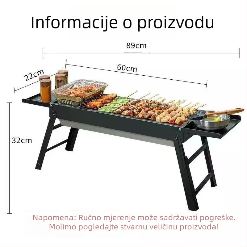 Prijenosni sklopivi roštilj na ugljen za kućnu i vanjsku upotrebu, kamperska mreža za ugljen, BBQ peć, novi ojačani model