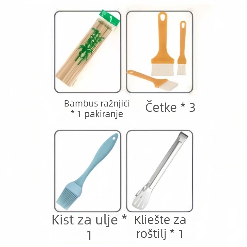 Prijenosni sklopivi roštilj na ugljen za kućnu i vanjsku upotrebu, kamperska mreža za ugljen, BBQ peć, novi ojačani model