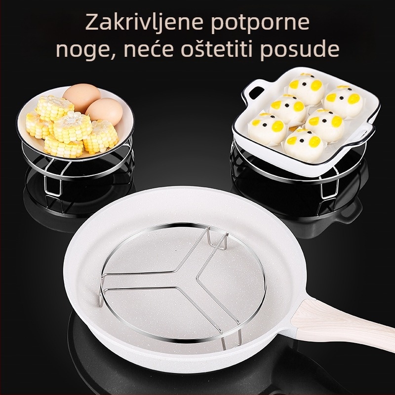 Nerđajući čelični stalak za parenje za wok, lonac za rižu i lonac pod pritiskom — mala visoka posuda za parenje