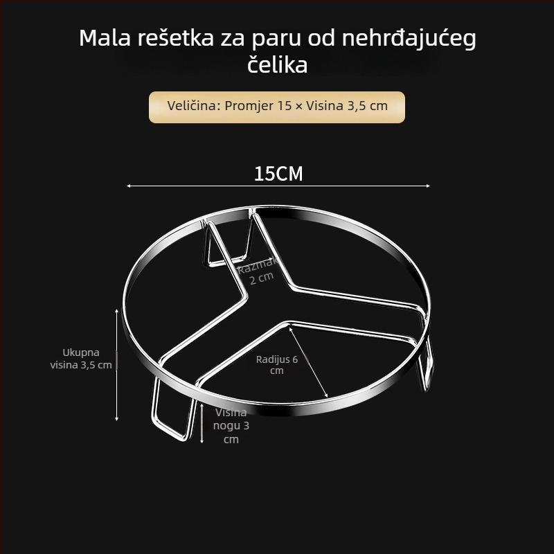 Nerđajući čelični stalak za parenje za wok, lonac za rižu i lonac pod pritiskom — mala visoka posuda za parenje