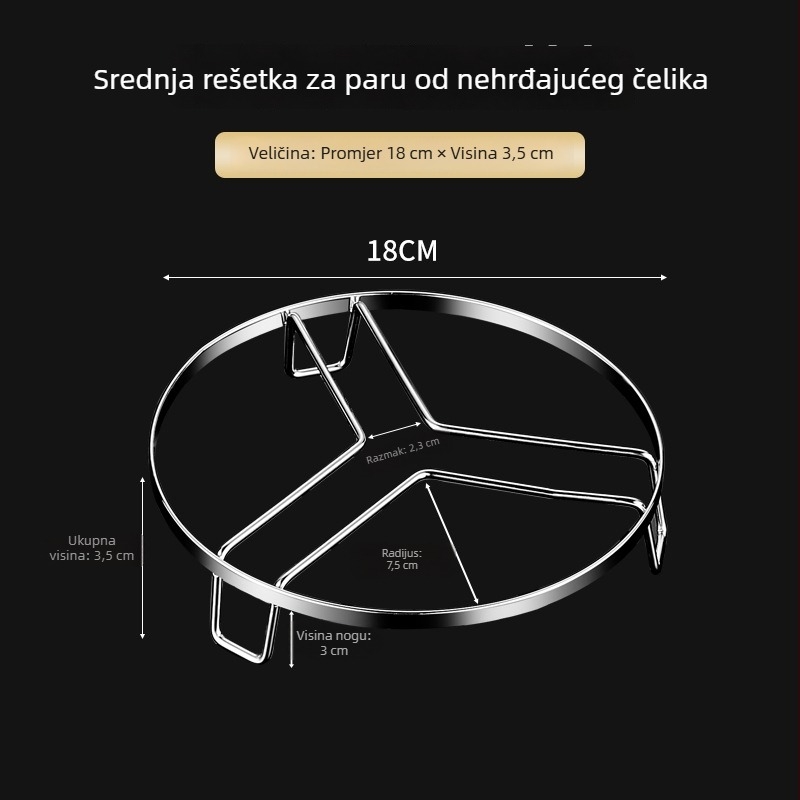 Nerđajući čelični stalak za parenje za wok, lonac za rižu i lonac pod pritiskom — mala visoka posuda za parenje