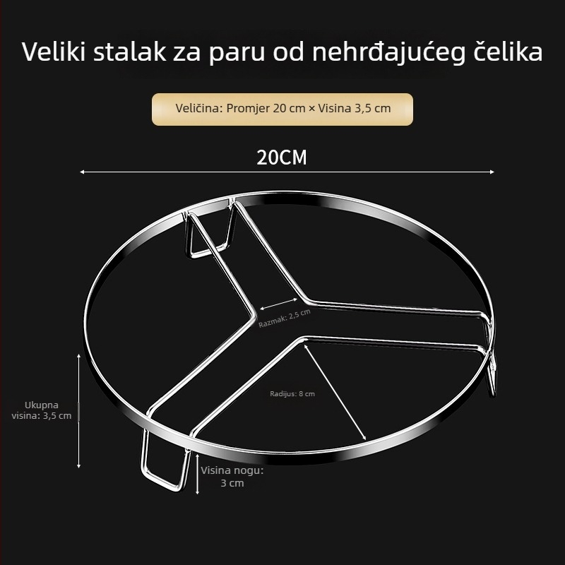 Nerđajući čelični stalak za parenje za wok, lonac za rižu i lonac pod pritiskom — mala visoka posuda za parenje