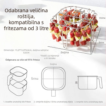 Vertikalni roštilj za kebabe za fritezu na zrak sa špicama od 304 nehrđajućeg čelika