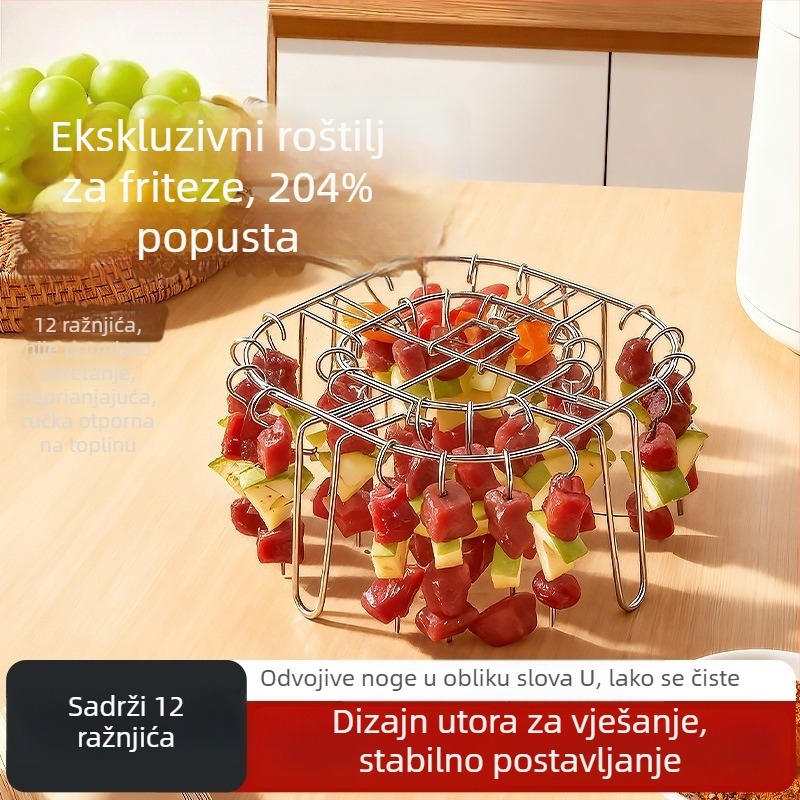 Vertikalni roštilj za kebabe za fritezu na zrak sa špicama od 304 nehrđajućeg čelika