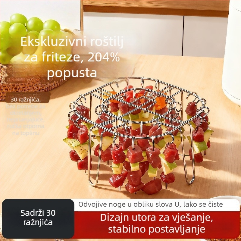 Vertikalni roštilj za kebabe za fritezu na zrak sa špicama od 304 nehrđajućeg čelika