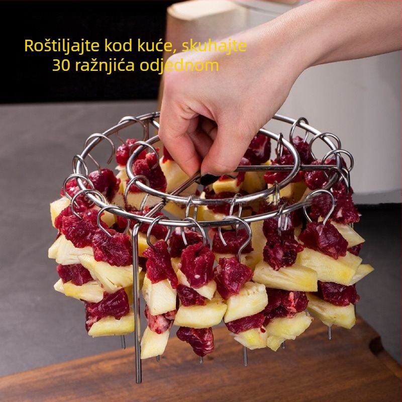 Okrugli vertikalni roštilj od nehrđajućeg čelika za kućnu upotrebu, vanjski roštilj sa 19 ražnjića