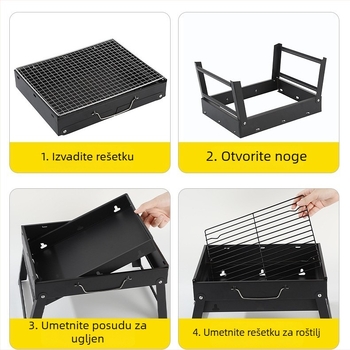 2,5 kg prijenosni roštilj od nehrđajućeg čelika, sklopni vanjski BBQ, kompaktni kućni roštilj