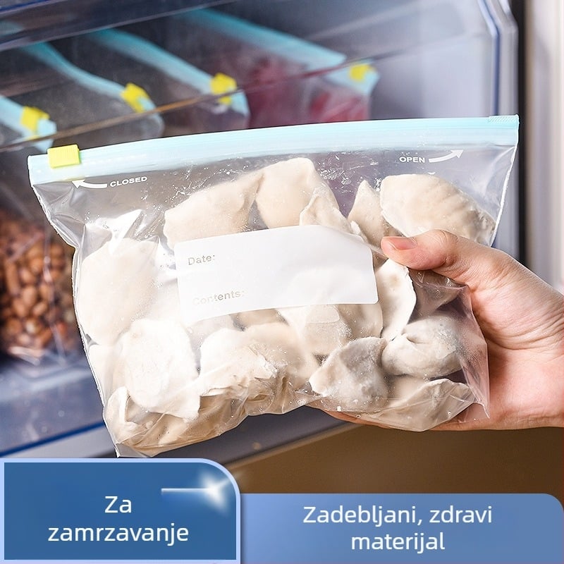 Torba za zamrzavanje hrane, debela, s kliznim zatvaračem i sigurnim zatvaranjem, višekratna upotreba